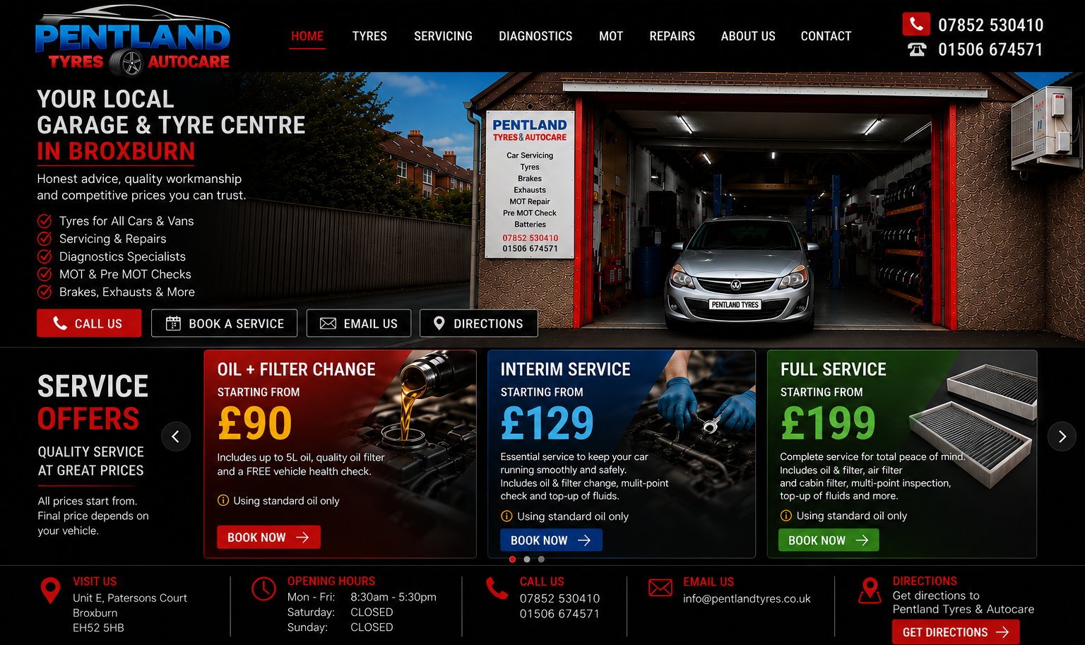 Pentland Tyres & Autocare website
